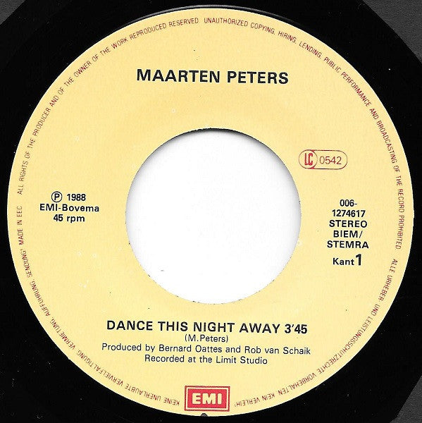 Maarten Peters : Dance This Night Away (7", Single)