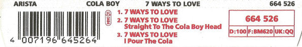Cola Boy : 7 Ways To Love (CD, Single)