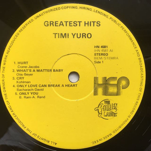 Timi Yuro : Greatest Hits (LP, Comp)
