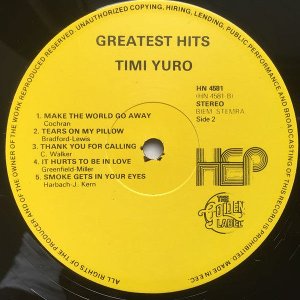Timi Yuro : Greatest Hits (LP, Comp)