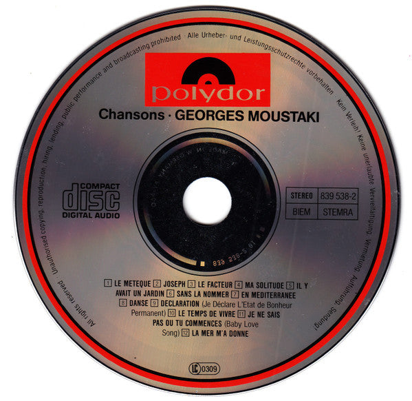 Georges Moustaki : Chansons (CD, Comp, PDO)