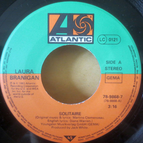 Laura Branigan : Solitaire / I'm Not The Only One (7", Single)