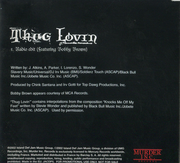Ja Rule : Thug Lovin' (CD, Single, Promo)
