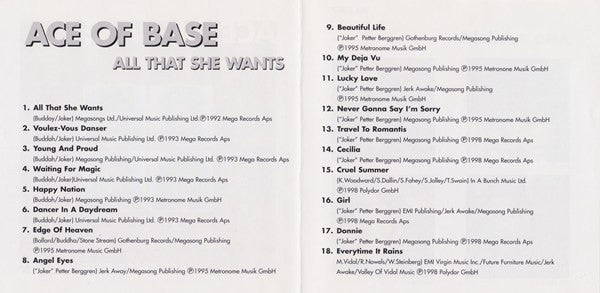 Ace Of Base : All That She Wants (CD, Comp)