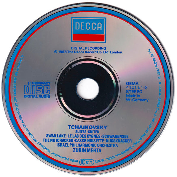 Pyotr Ilyich Tchaikovsky, Israel Philharmonic Orchestra, Zubin Mehta : Suites From Swan Lake & The Nutcracker (CD, Album)