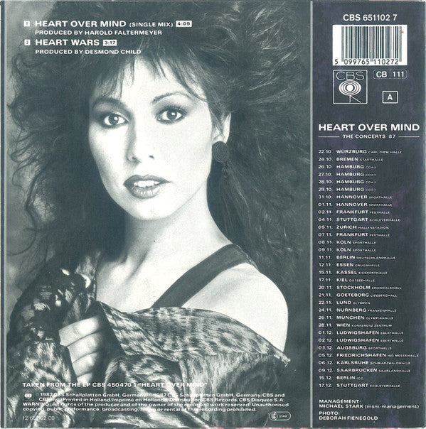 Jennifer Rush : Heart Over Mind (7", Single)