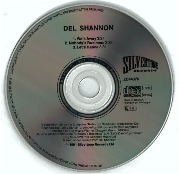 Del Shannon : Walk Away (CD, Single)