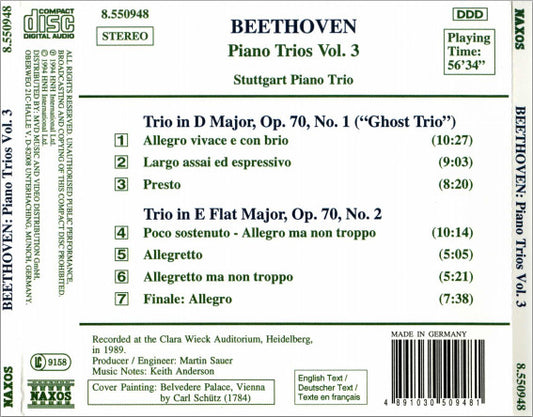 Ludwig van Beethoven, Stuttgarter Klaviertrio : Piano Trios Volume 3 (Op. 70, Nos. 1 "Ghost" & 2) (CD, Album)