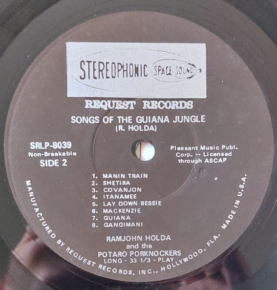 Ramjohn Holda And The Potaro Porknockers : Songs Of The Guiana Jungle (LP, Album)