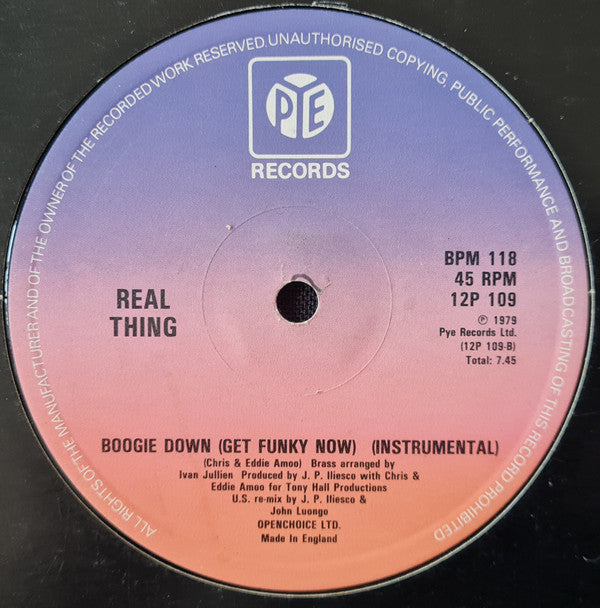 The Real Thing : Boogie Down (Get Funky Now) (12", Single)