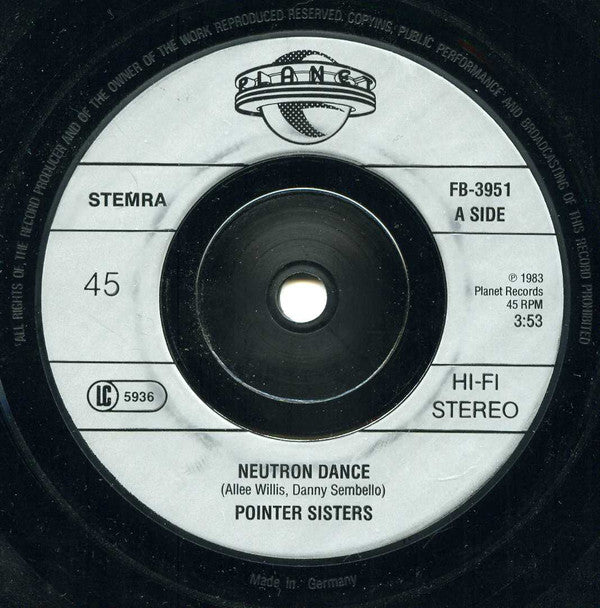Pointer Sisters : Neutron Dance (7", Single, Sol)