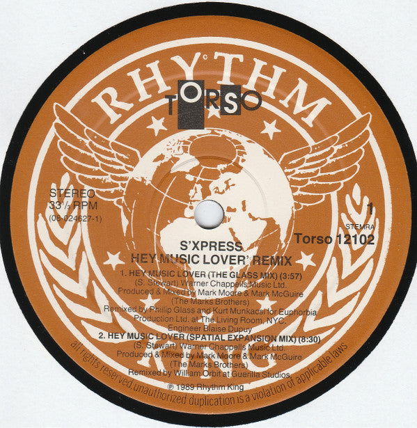 S'Express : Hey Music Lover (12")