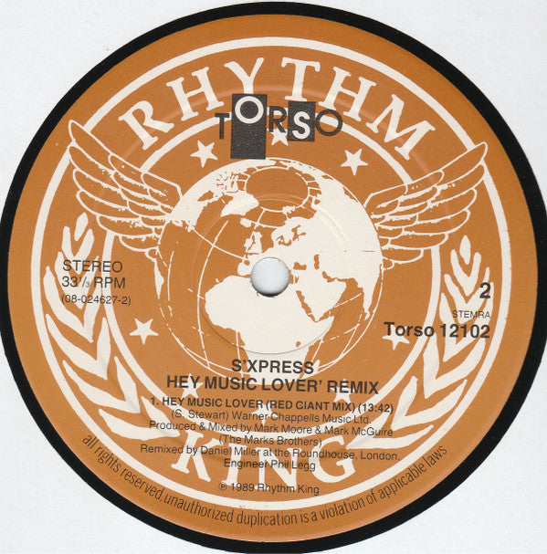 S'Express : Hey Music Lover (12")