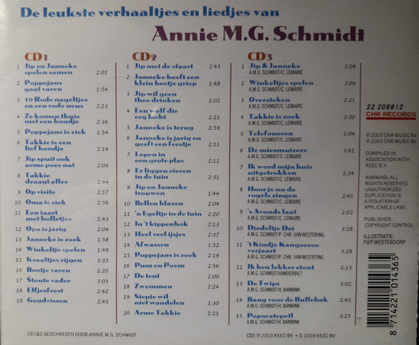 Annie M.G. Schmidt : De Leukste Verhaaltjes Van Annie M.G. Schmidt Met O.A. Jip & Janneke (3xCD, Comp)
