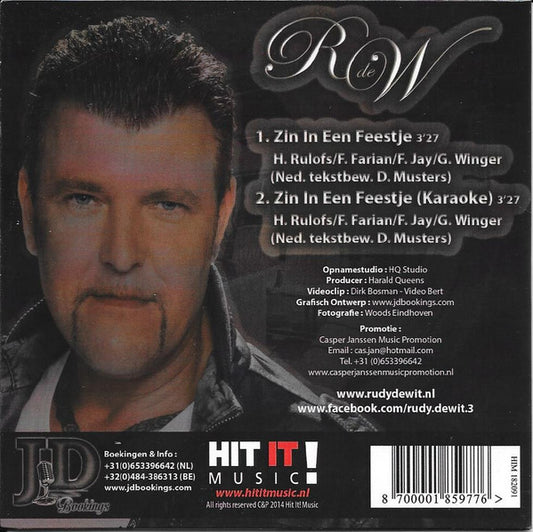 Rudy de Wit :  Zin In Een Feestje (CD, Single)