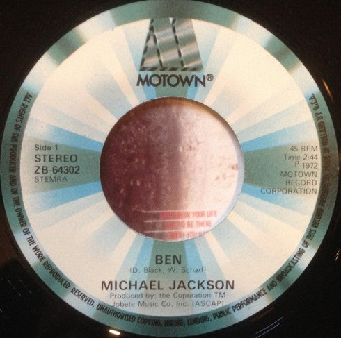 Michael Jackson : Ben / I Wanna Be Where You Are (7", RE)