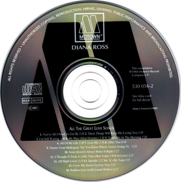 Diana Ross : All The Great Love Songs (CD, Comp, RP)