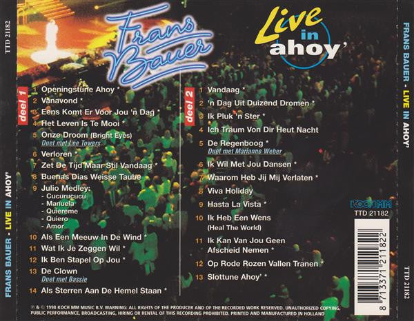 Frans Bauer : Live In Ahoy' (2xCD, Album)