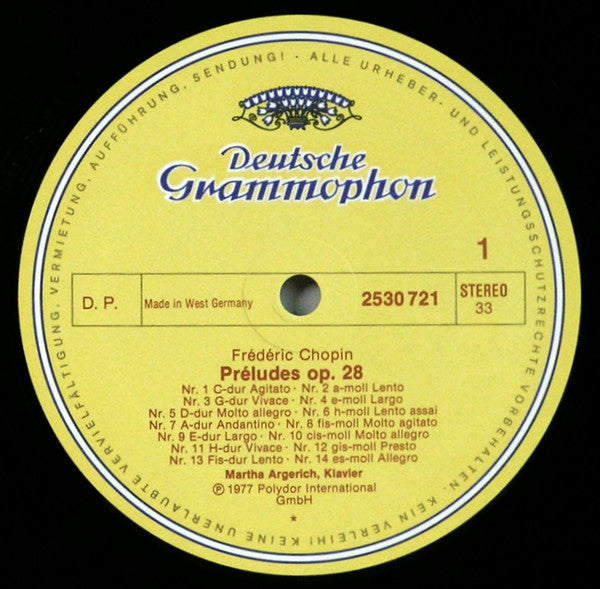 Frédéric Chopin - Martha Argerich : 24 Préludes, Op.28 · Préludes Nr.25, Op.45 · Nr.26, Op. Posth. (LP)