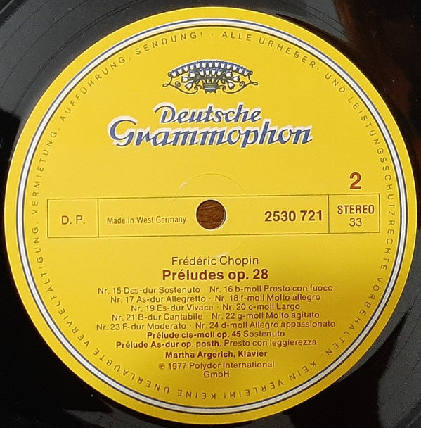 Frédéric Chopin - Martha Argerich : 24 Préludes, Op.28 · Préludes Nr.25, Op.45 · Nr.26, Op. Posth. (LP)