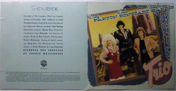 Dolly Parton, Linda Ronstadt, Emmylou Harris : Trio (CD, Album, SRC)