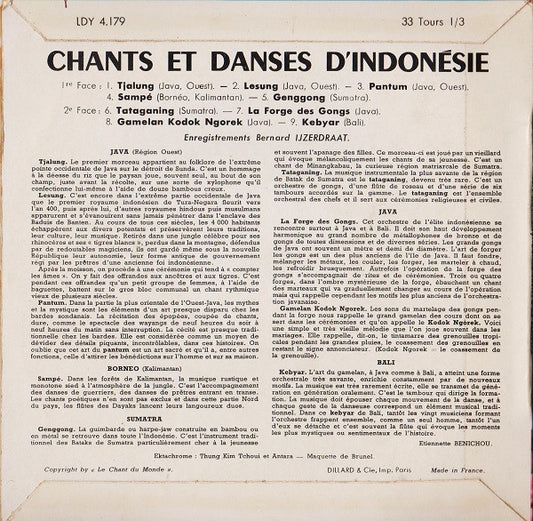 Various : Chants Et Danses D'Indonésie (7")