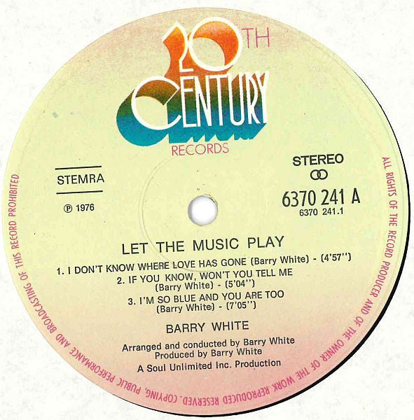 Barry White : Let The Music Play (LP, Album)