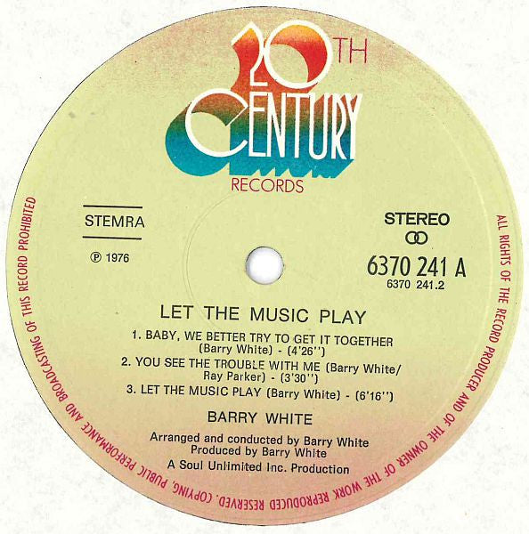Barry White : Let The Music Play (LP, Album)