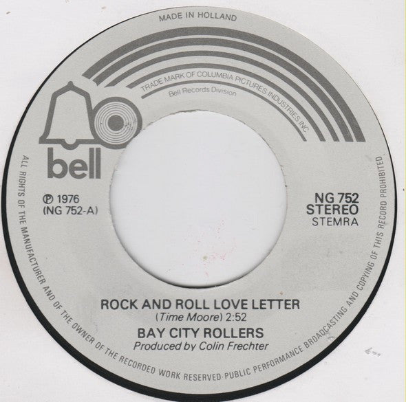 Bay City Rollers : Rock And Roll Love Letter  (7", Single)