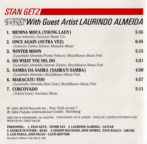 Stan Getz With Guest Artist Laurindo Almeida : Stan Getz With Guest Artist Laurindo Almeida (CD, Album, RE)