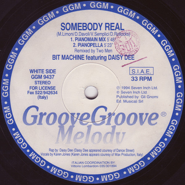 Bit Machine Featuring Daisy Dee : Somebody Real (12")