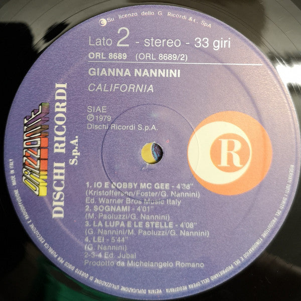 Gianna Nannini : California (LP, Album, RE)