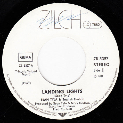 Sean Tyla & English Electric (3) : Landing Lights (7", Single)