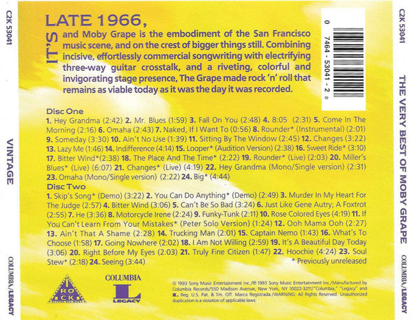 Moby Grape : The Very Best Of Moby Grape · Vintage (2xCD, Comp, Mono, RM)