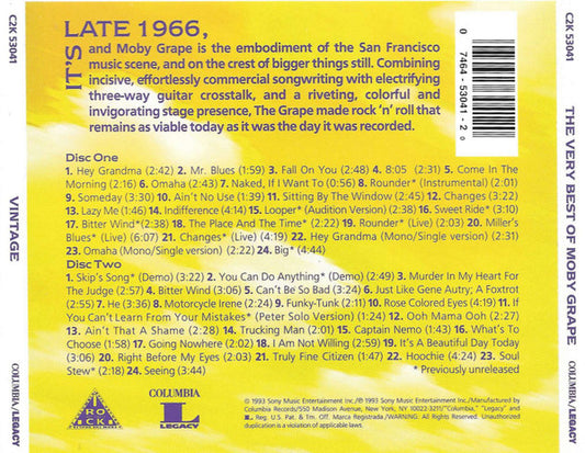 Moby Grape : The Very Best Of Moby Grape · Vintage (2xCD, Comp, Mono, RM)