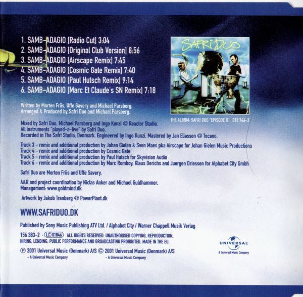 Safri Duo : Samb-Adagio (CD, Maxi)