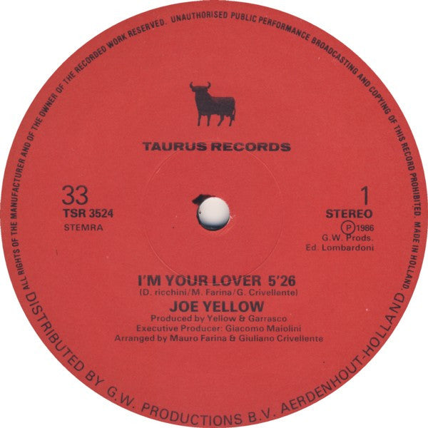 Joe Yellow : I'm Your Lover (12", Single)