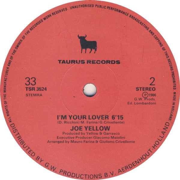 Joe Yellow : I'm Your Lover (12", Single)