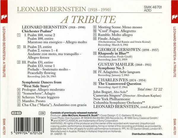 Leonard Bernstein : A Tribute (CD, Comp)