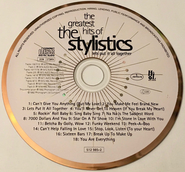 The Stylistics : The Greatest Hits Of The Stylistics - Lets Put It All Together (CD, Comp)