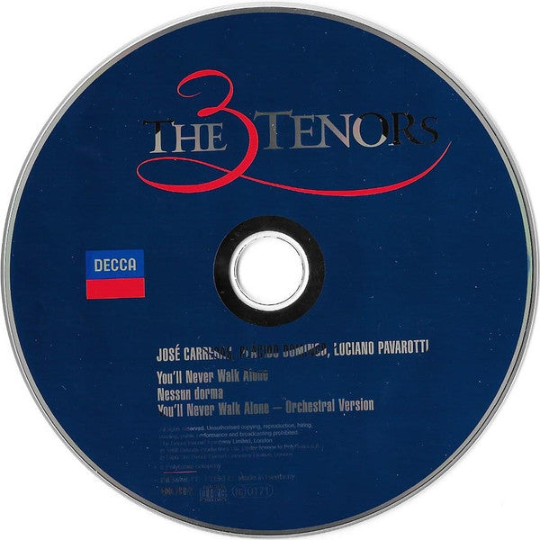 The Three Tenors - José Carreras, Placido Domingo, Luciano Pavarotti : You'll Never Walk Alone (CD, Single)