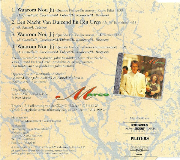 Marco Borsato : Waarom Nou Jij (CD, Maxi)