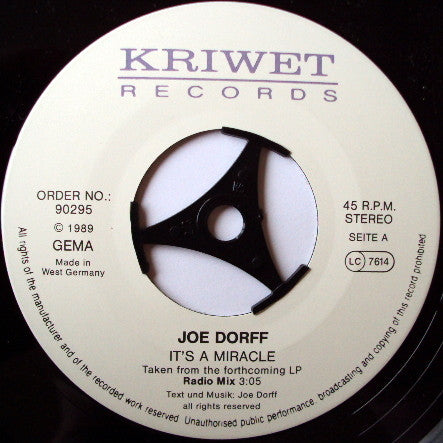 Joe Dorff : It's A Miracle (7")