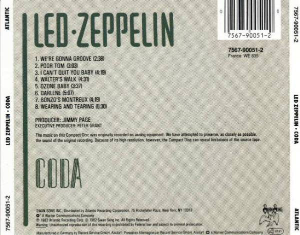 Led Zeppelin : Coda (CD, Album, RE)