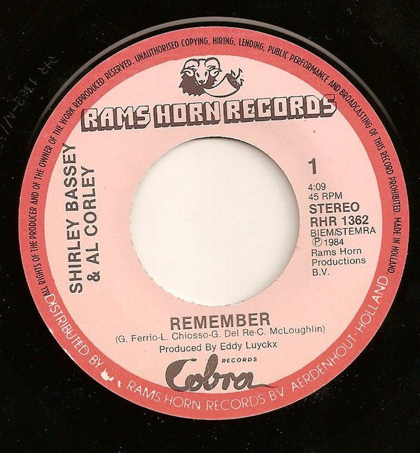 Shirley Bassey & Al Corley : Remember (7", Single)