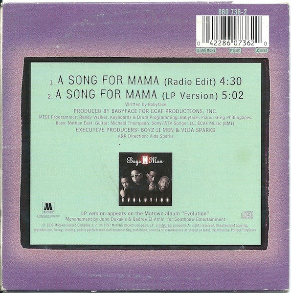 Boyz II Men : A Song For Mama (CD, Single, Car)
