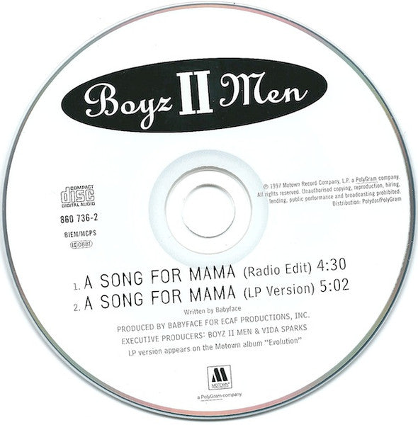 Boyz II Men : A Song For Mama (CD, Single, Car)