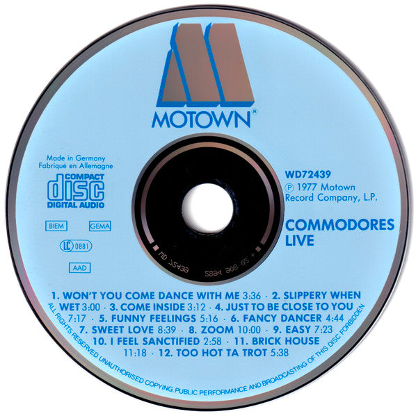 Commodores : Live! (CD, Album, RE, PDO)