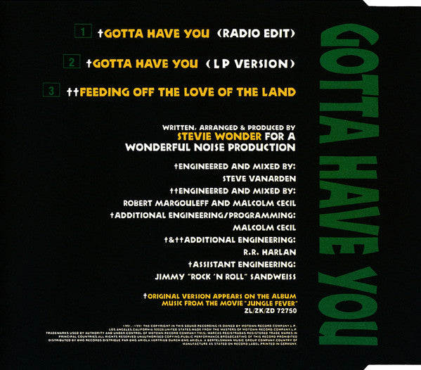Stevie Wonder : Gotta Have You (CD, Maxi)