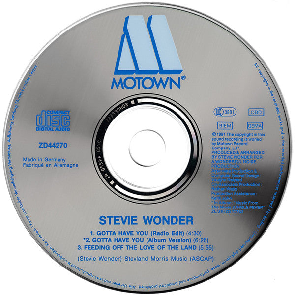 Stevie Wonder : Gotta Have You (CD, Maxi)